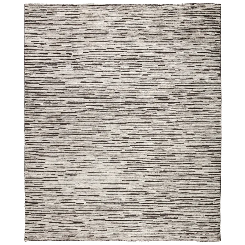 Reign Ramsay Hand-Knotted Striped Dark Gray/ Ivory Area Rug (8'X10')