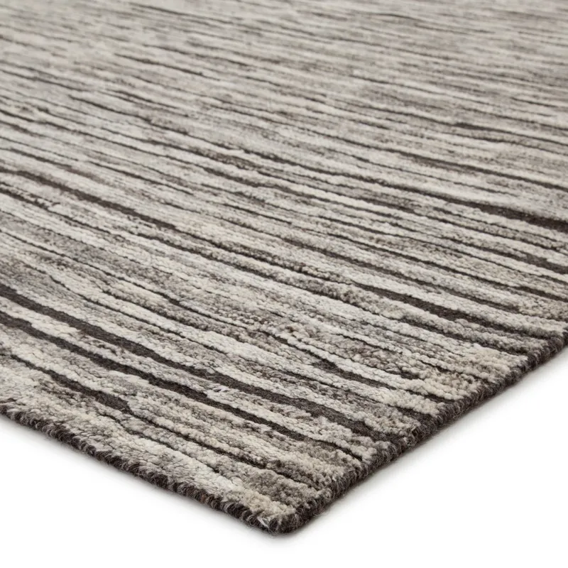 Reign Ramsay Hand-Knotted Striped Dark Gray/ Ivory Area Rug (8'X10')
