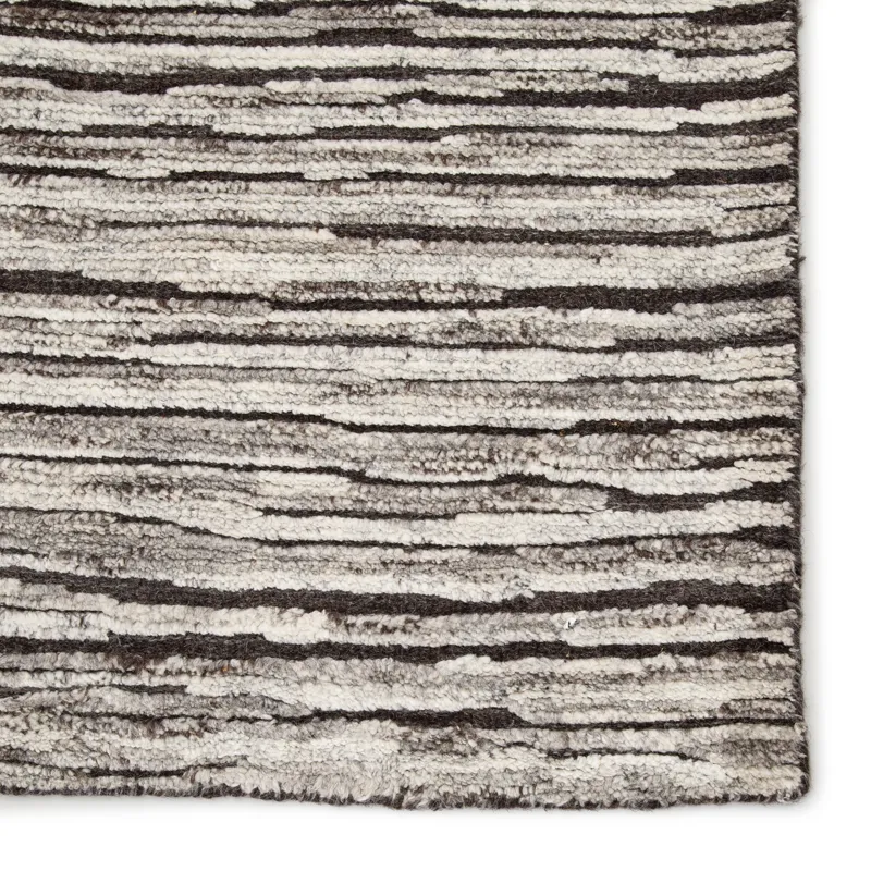 Reign Ramsay Hand-Knotted Striped Dark Gray/ Ivory Area Rug (8'X10')