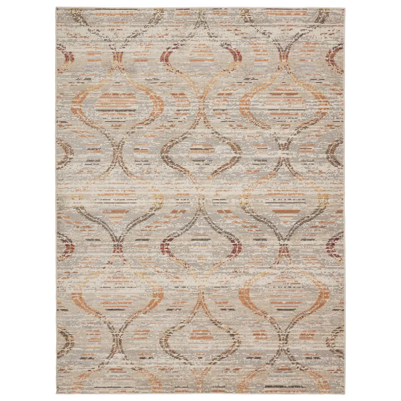 Rhythmik by Nikki Chu Nikki Chu by  Jive Indoor/ Outdoor Trellis Gray/ Orange Area Rug (4'X5'8")