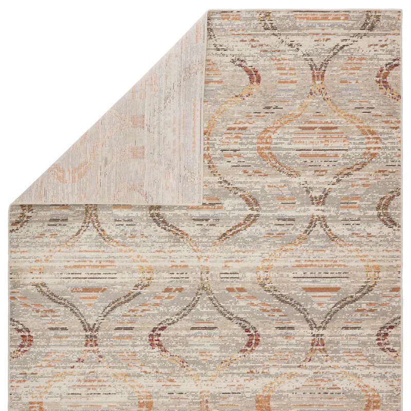 Rhythmik by Nikki Chu Nikki Chu by  Jive Indoor/ Outdoor Trellis Gray/ Orange Area Rug (4'X5'8")