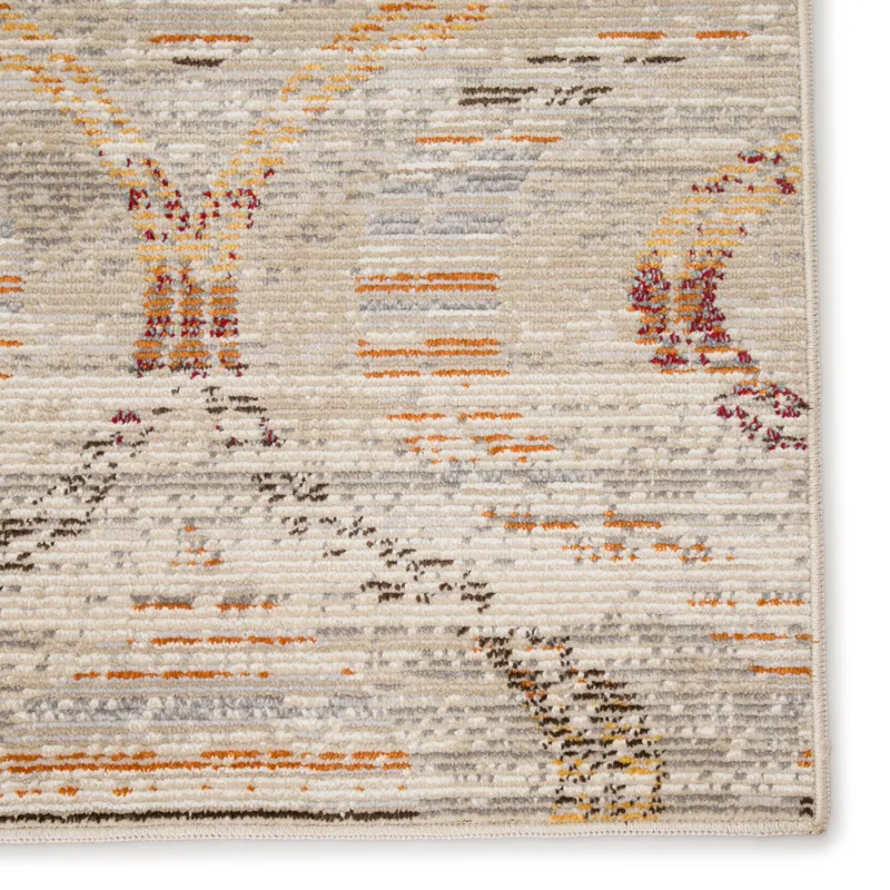Rhythmik by Nikki Chu Nikki Chu by  Jive Indoor/ Outdoor Trellis Gray/ Orange Area Rug (4'X5'8")