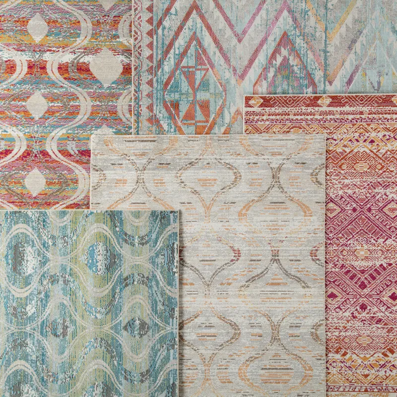 Rhythmik by Nikki Chu Nikki Chu by  Jive Indoor/ Outdoor Trellis Gray/ Orange Area Rug (4'X5'8")