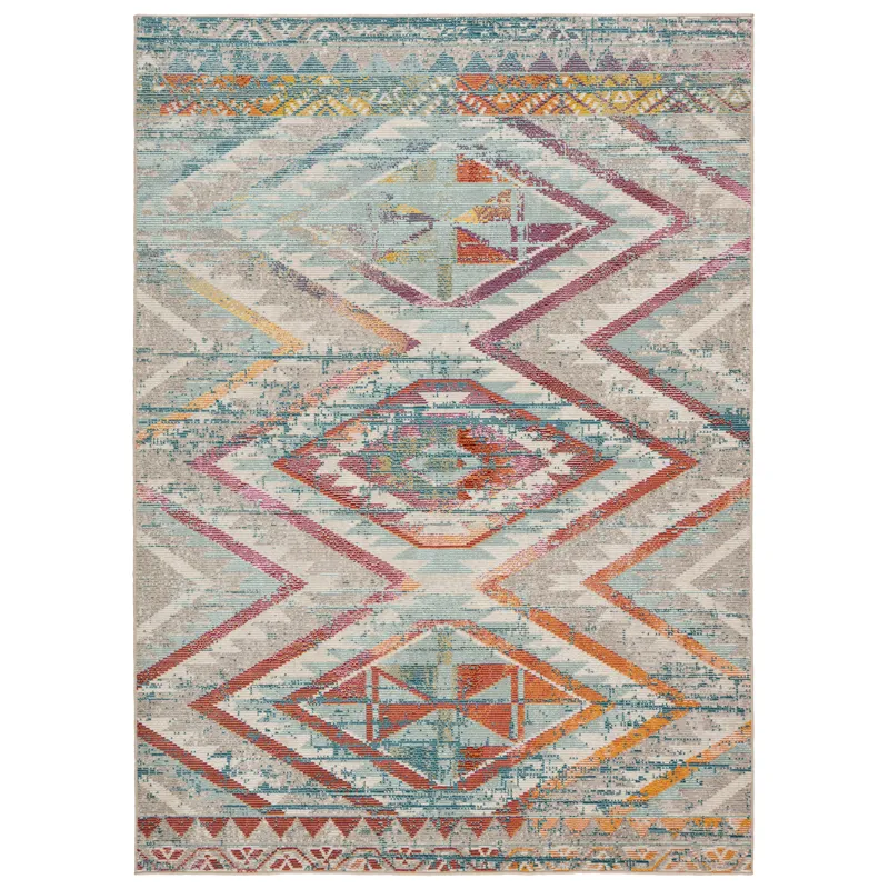 Rhythmik by Nikki Chu Nikki Chu by  Decca Indoor/ Outdoor Tribal Light Gray/ Multicolor Area Rug (4'