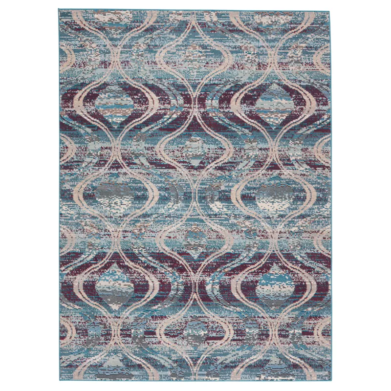 Rhythmik by Nikki Chu Nikki Chu by  Jive Indoor/ Outdoor Trellis Blue/ Fuchsia Area Rug (8'10"X12')