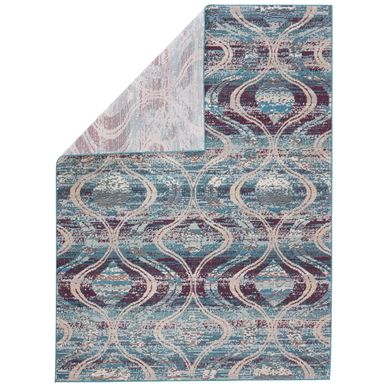 Rhythmik by Nikki Chu Nikki Chu by  Jive Indoor/ Outdoor Trellis Blue/ Fuchsia Area Rug (8'10"X12')