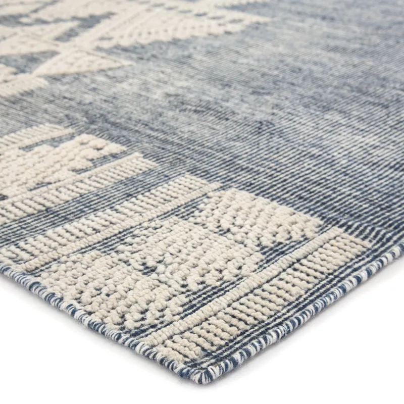 Rize Torsby Hand-Knotted Tribal Blue/ Ivory Area Rug (8'X10')