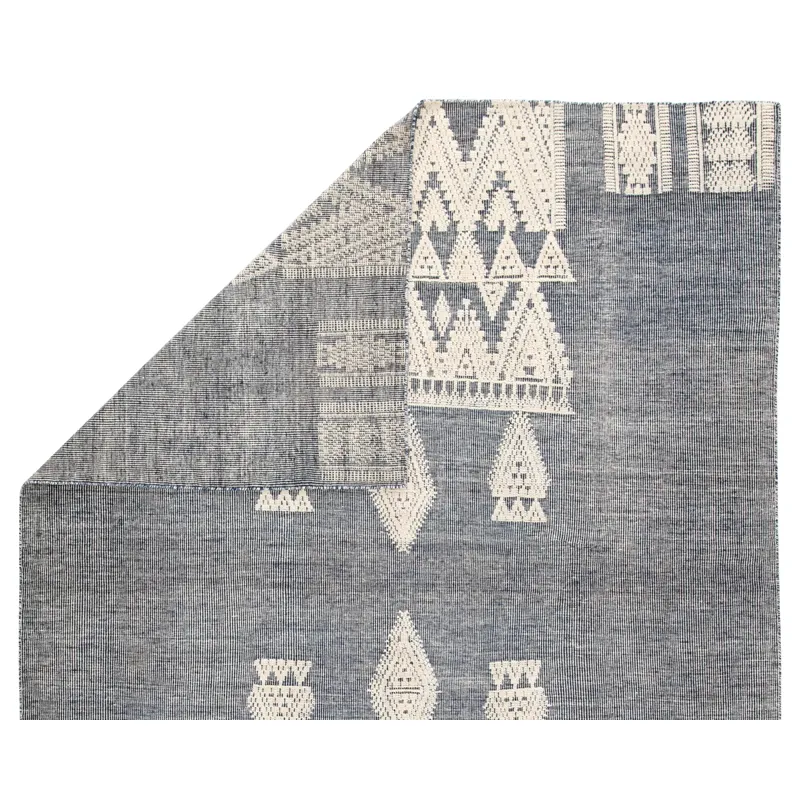 Rize Torsby Hand-Knotted Tribal Blue/ Ivory Area Rug (8'X10')