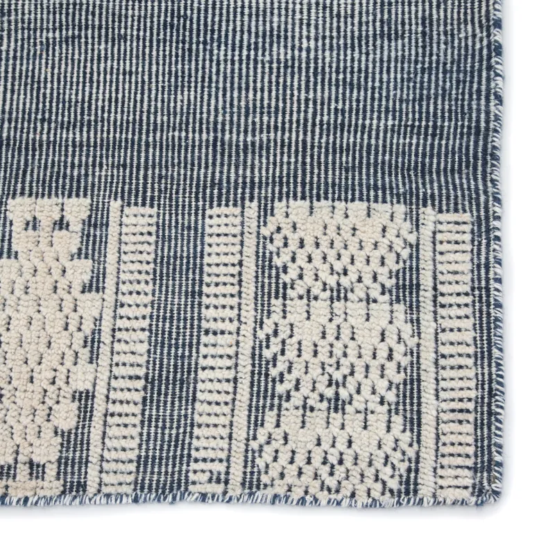 Rize Torsby Hand-Knotted Tribal Blue/ Ivory Area Rug (8'X10')