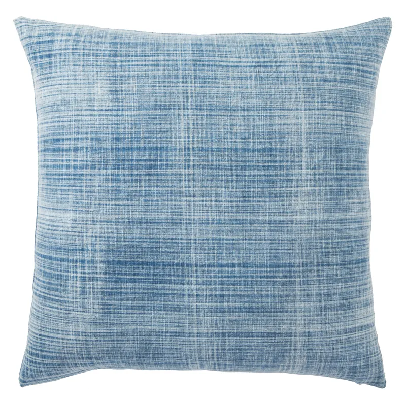 Revolve Morgan Handmade Soild Blue/ White Down Throw Pillow 22 inch