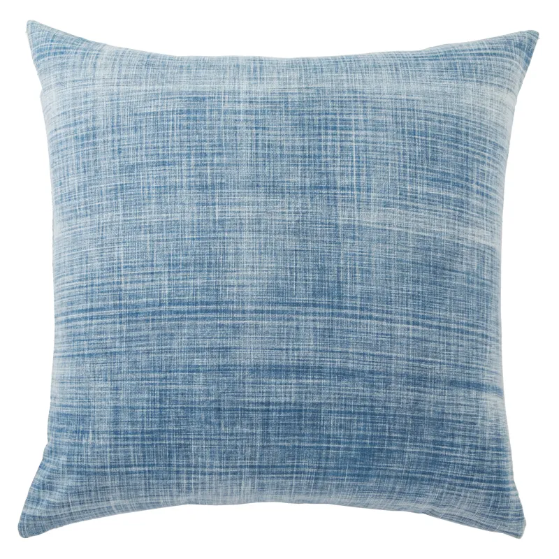Revolve Morgan Handmade Soild Blue/ White Down Throw Pillow 22 inch