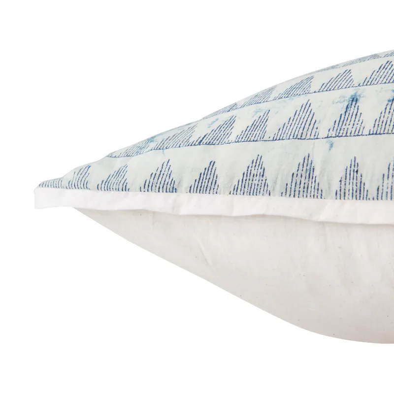 Revolve Yonah Handmade Geometric Blue/ White Down Throw Pillow 22 inch