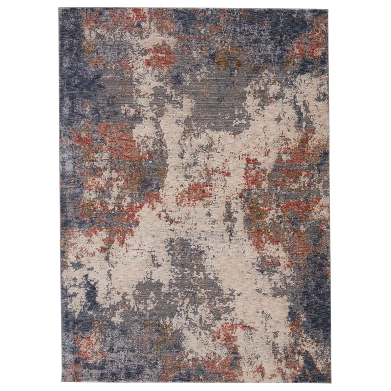 Raveen Hemet Abstract Blue/ Red Area Rug (5'X7'6")