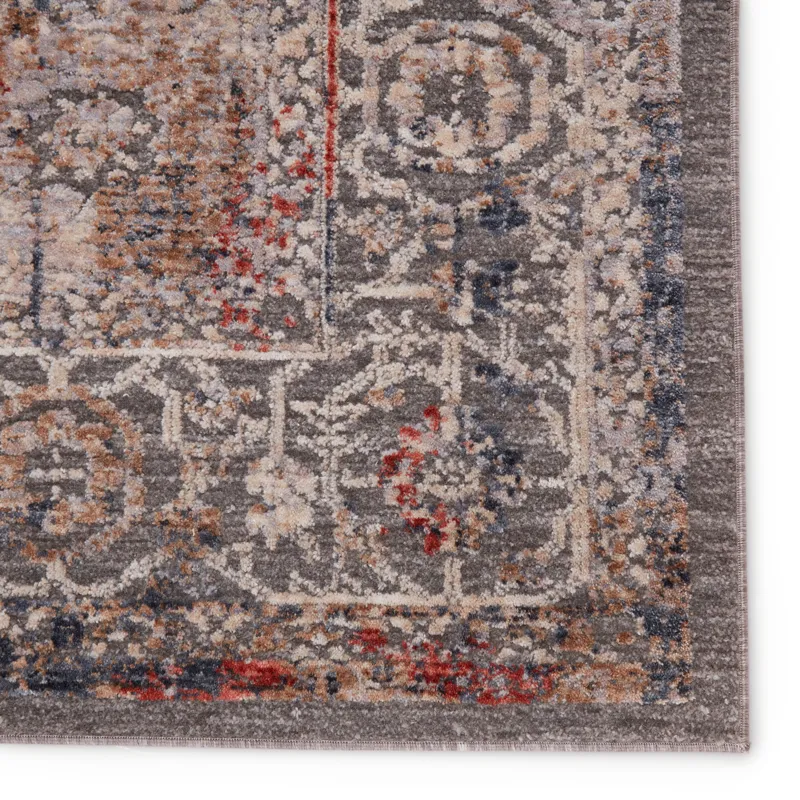 Raveen Valle Medallion Gray/ Cream Area Rug (5'X7'6")