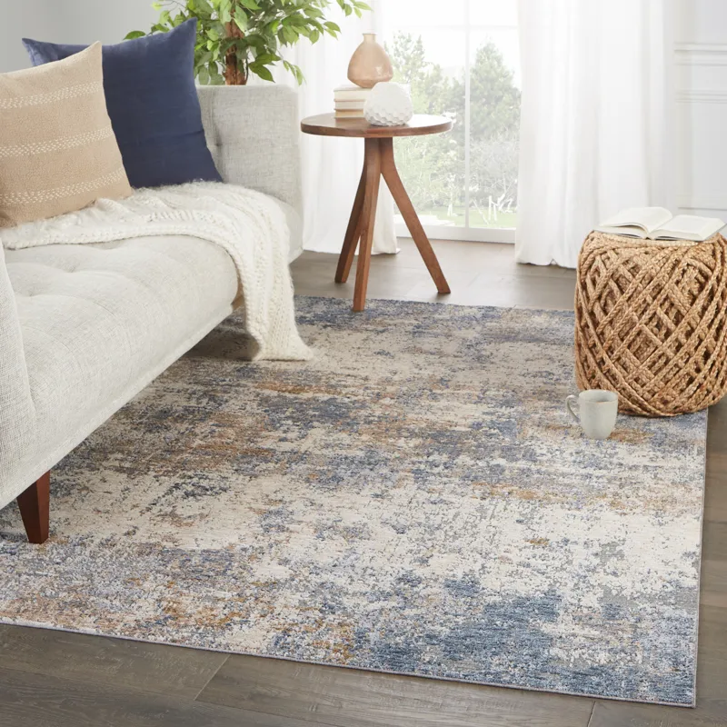 Raveen Eastvale Abstract Blue/ Tan Area Rug (7'6"X9'6")