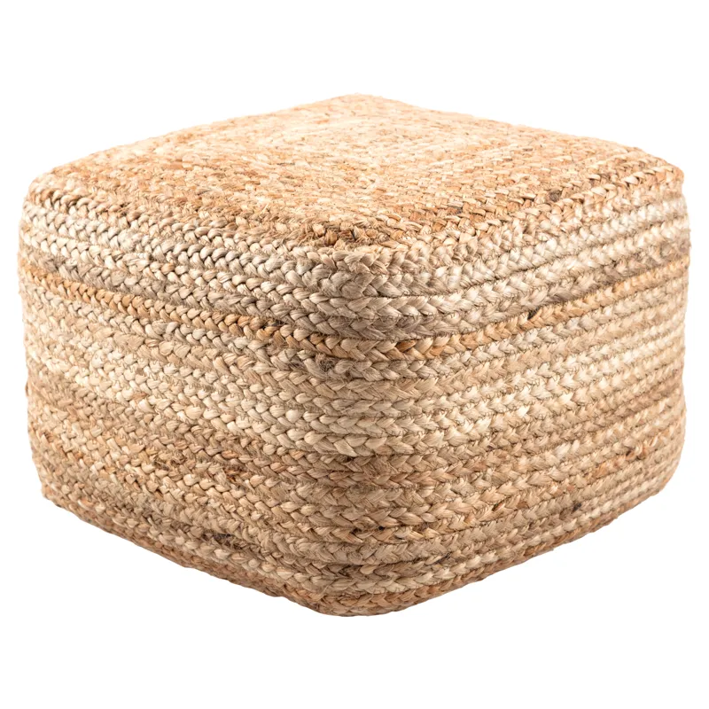 Saba Sangam Solid Beige Cuboid Pouf