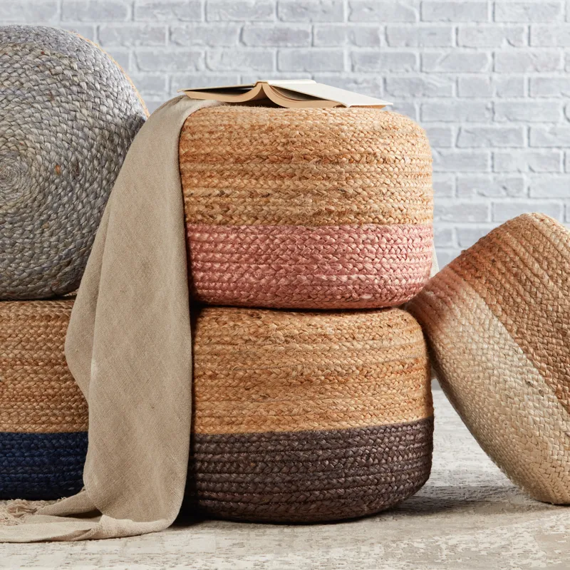 Saba Oliana Ombre Beige/ Light Pink Cylinder Pouf