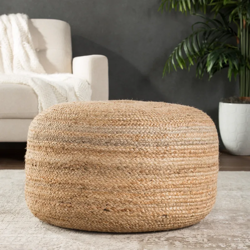 Saba Mesa Solid Natural Cylinder Pouf
