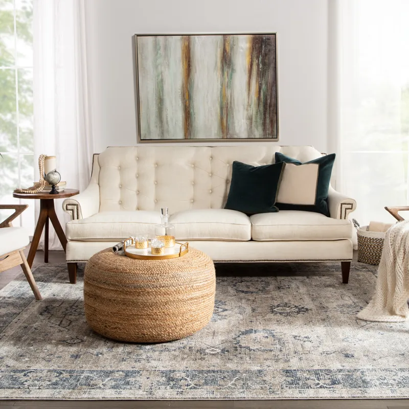 Saba Mesa Solid Natural Cylinder Pouf