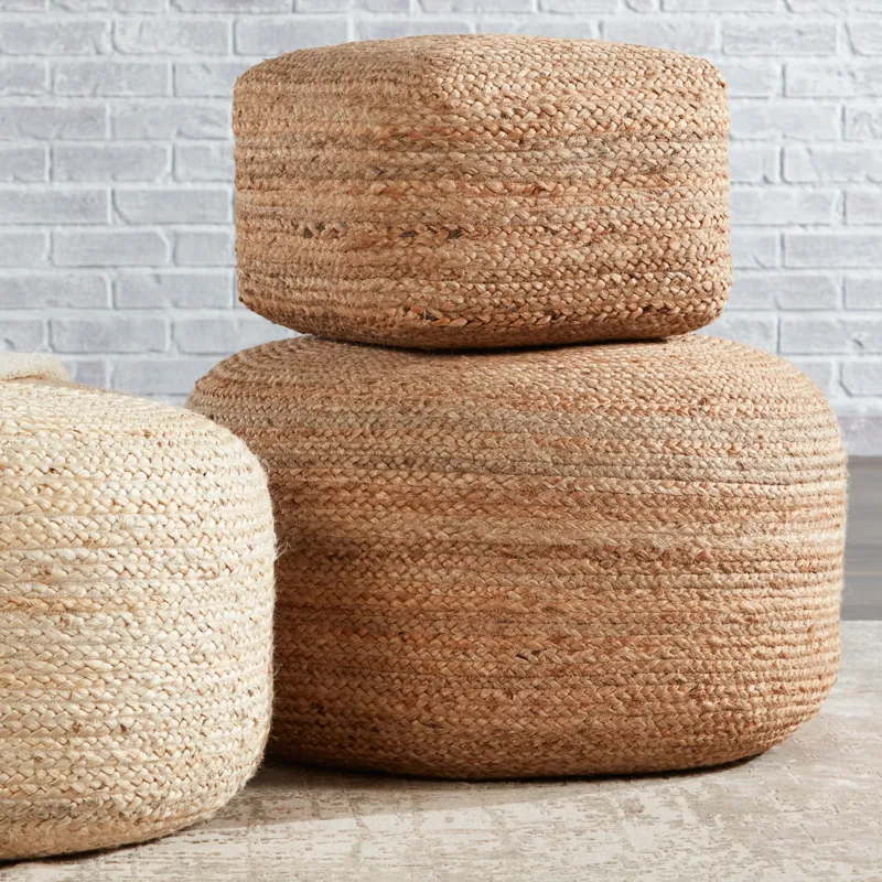 Saba Mesa Solid Natural Cylinder Pouf