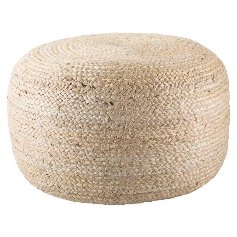 Saba Mesa Solid White Cylinder Pouf
