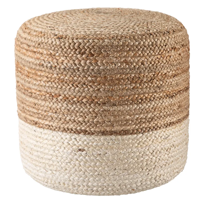 Saba Oliana Ombre White/ Beige Cylinder Pouf