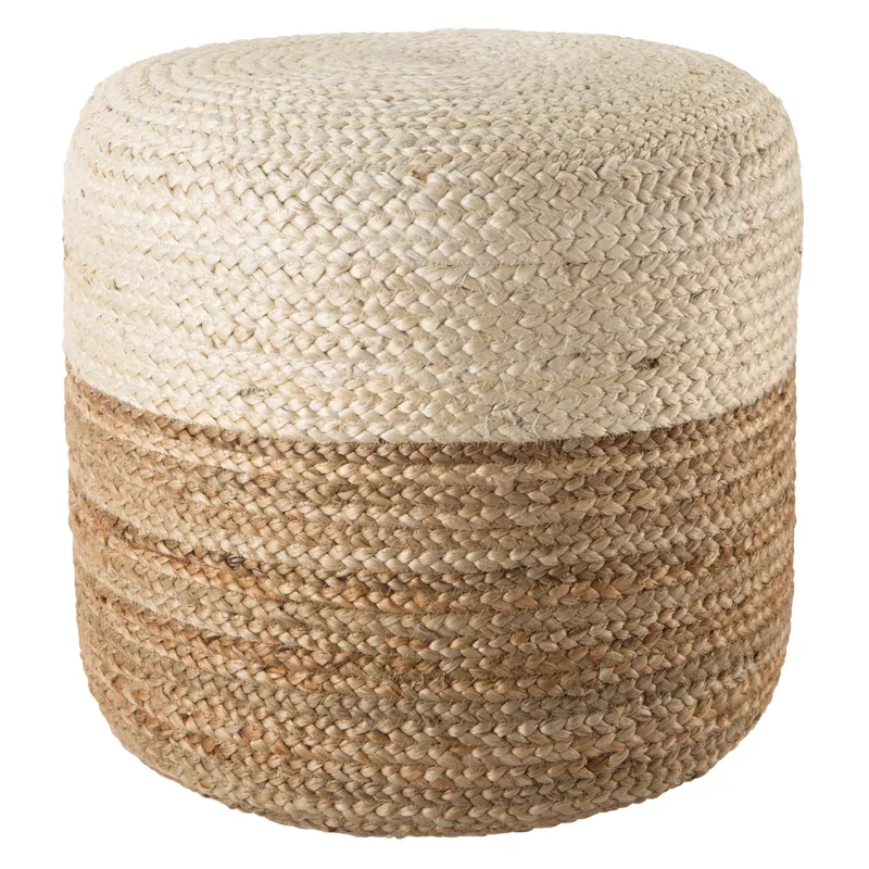Saba Oliana Ombre White/ Beige Cylinder Pouf