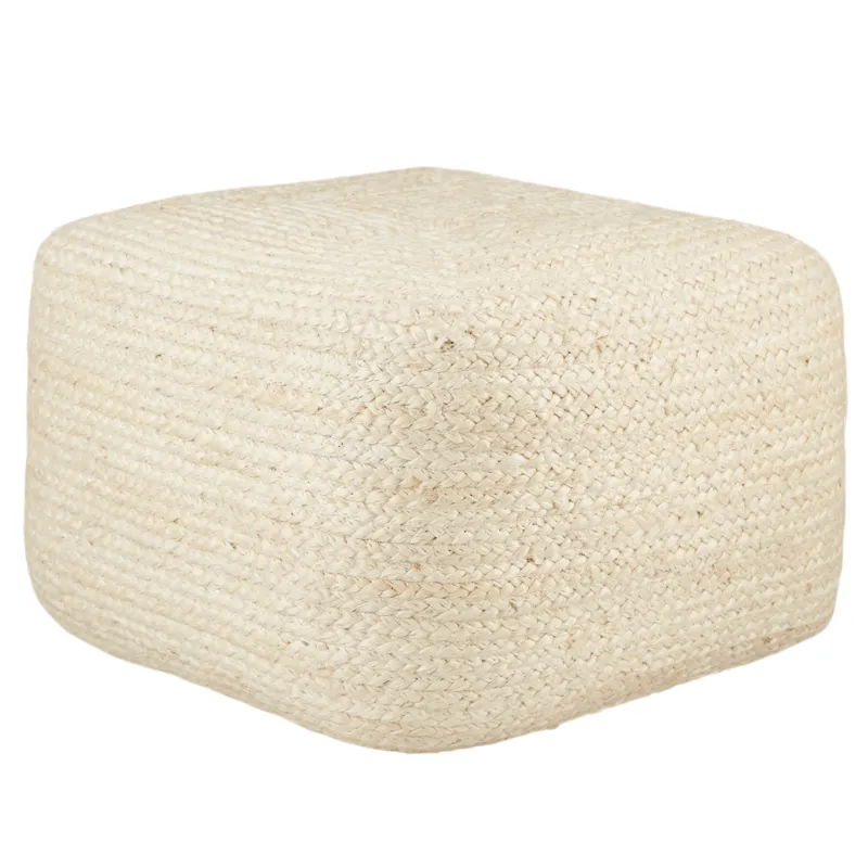 Saba Sangam Solid Ivory Cuboid Pouf