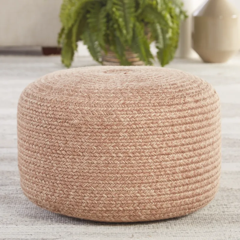 Saba Solar Vibe by  Santa Rosa Indoor/ Outdoor Solid Light Tan/ Beige Cylinder Pouf