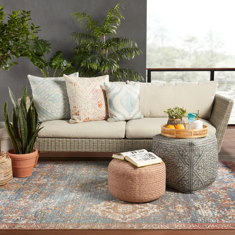 Saba Solar Vibe by  Santa Rosa Indoor/ Outdoor Solid Light Tan/ Beige Cylinder Pouf