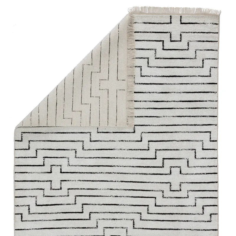 Satellite Alloy Handmade Geometric White/ Black Area Rug (5'X8')