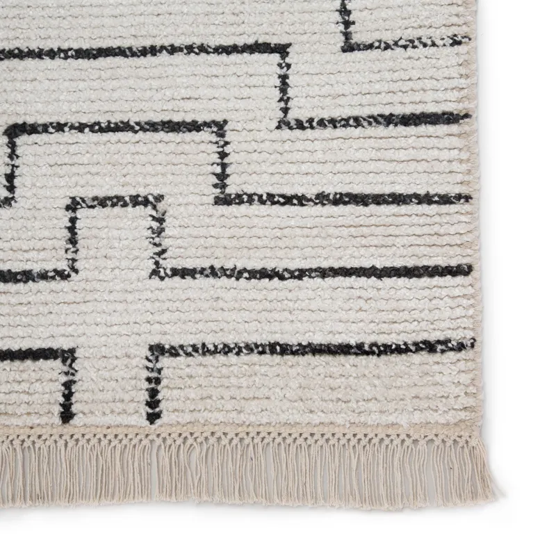 Satellite Alloy Handmade Geometric White/ Black Area Rug (5'X8')
