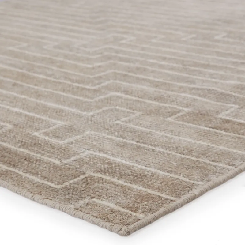 Satellite Alloy Handmade Striped Light Taupe/ White Area Rug (5'X8')