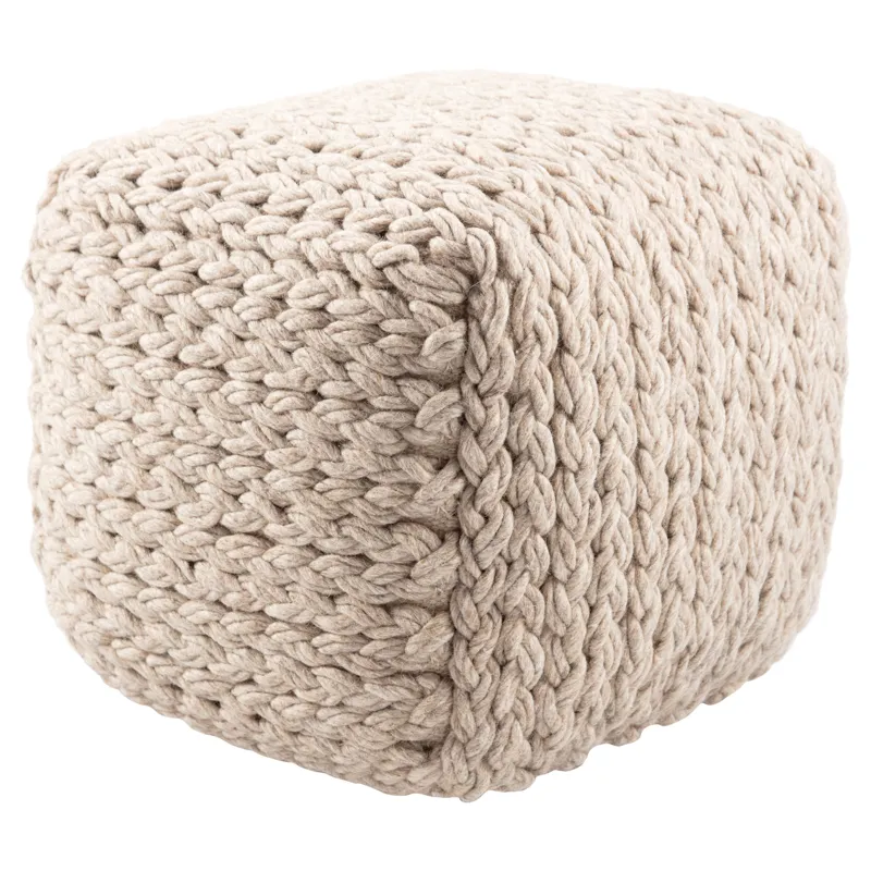 Scandinavia Pouf Kyran Textured Cream Cube Pouf