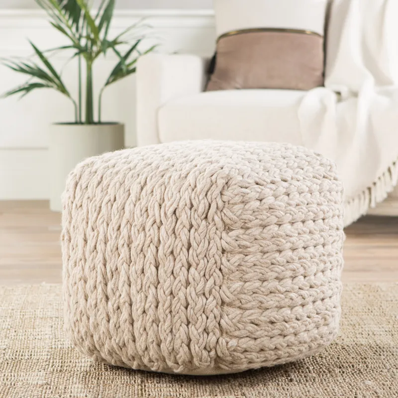 Scandinavia Pouf Kyran Textured Cream Cube Pouf