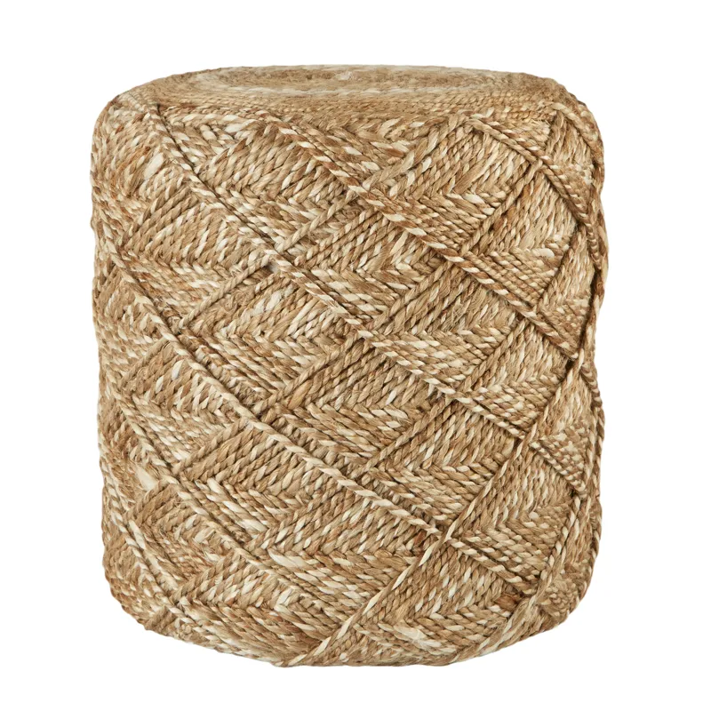 Scandinavia Pouf Ystad Natural Beige/ White Cylinder Pouf