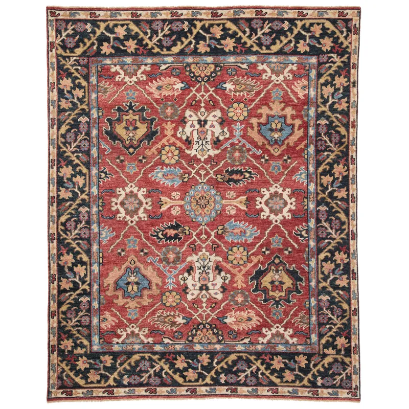 Salinas Aika Hand-Knotted Medallion Red/ Multicolor Area Rug (10'X14')