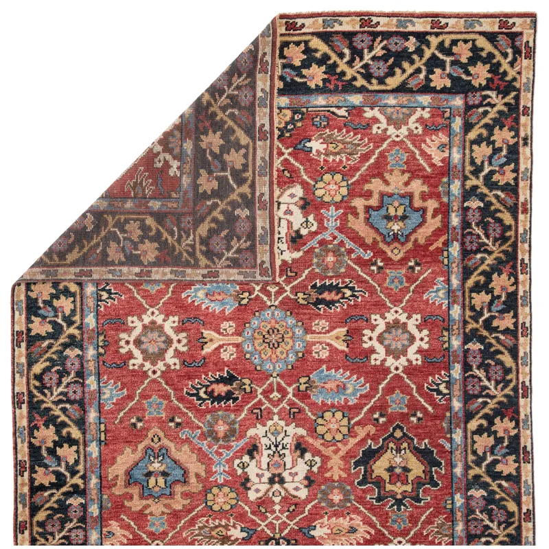 Salinas Aika Hand-Knotted Medallion Red/ Multicolor Area Rug (10'X14')