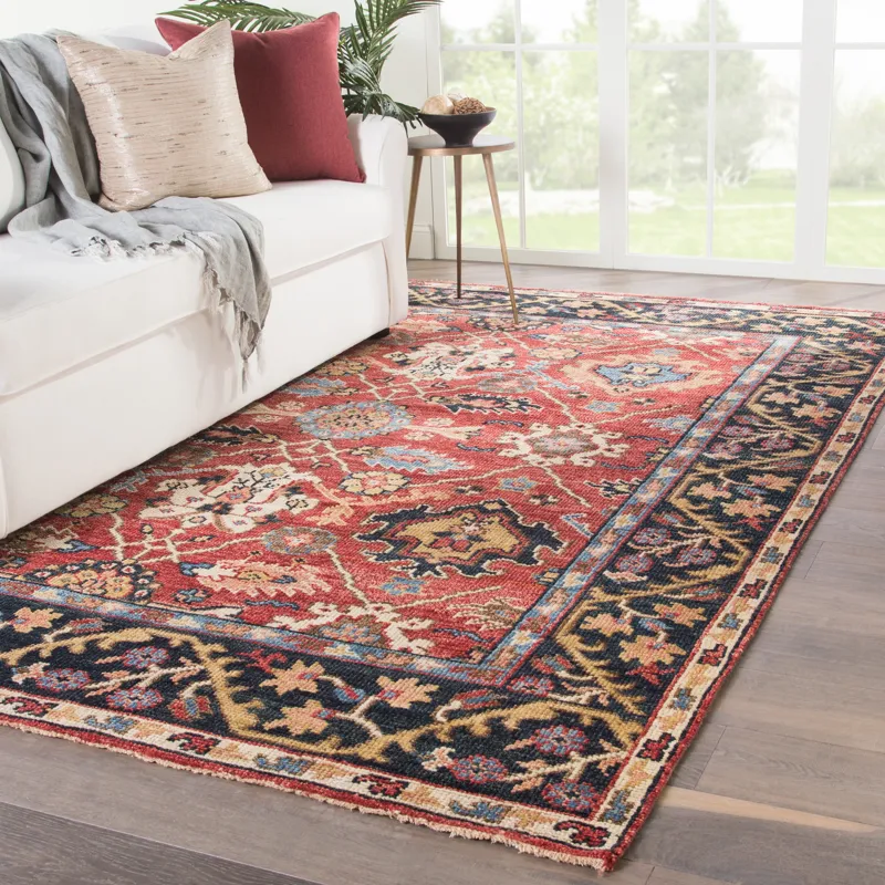 Salinas Aika Hand-Knotted Medallion Red/ Multicolor Area Rug (10'X14')