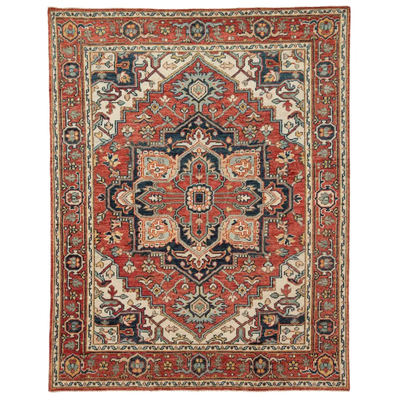 Salinas Willa Hand-Knotted Medallion Red/ Multicolor Area Rug (10'X14')