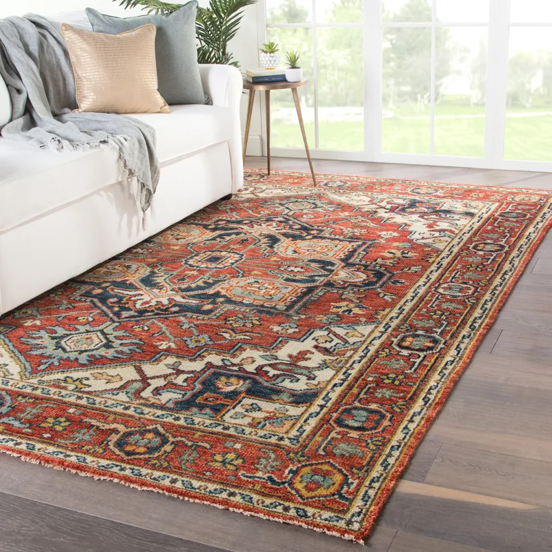 Salinas Willa Hand-Knotted Medallion Red/ Multicolor Area Rug (10'X14')