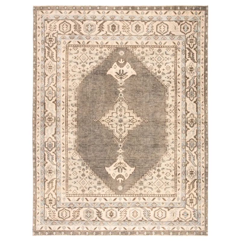 Salinas Farwell Hand-Knotted Medallion Blue/ Ivory Area Rug (8'6"X11'6")
