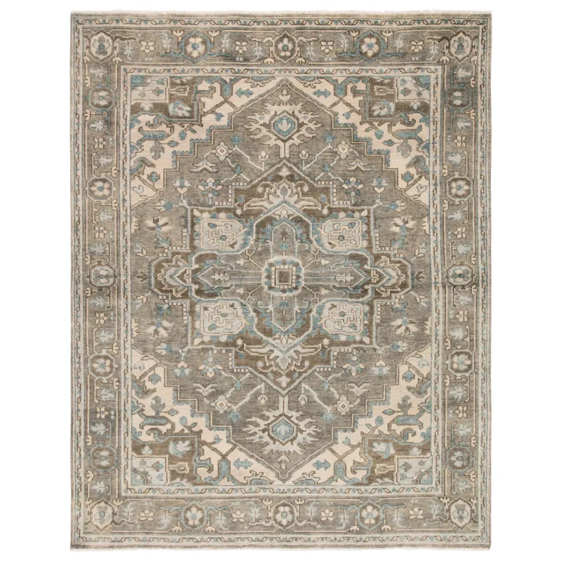 Salinas Flynn Hand-Knotted Medallion Gray/ Blue Area Rug (10'X14')