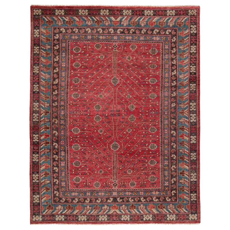 Salinas Donte Hand-Knotted Oriental Red/ Blue Area Rug (10'X14')