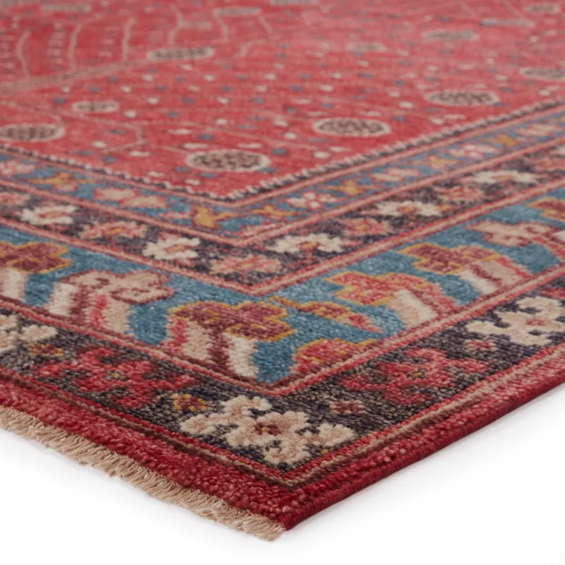 Salinas Donte Hand-Knotted Oriental Red/ Blue Area Rug (10'X14')