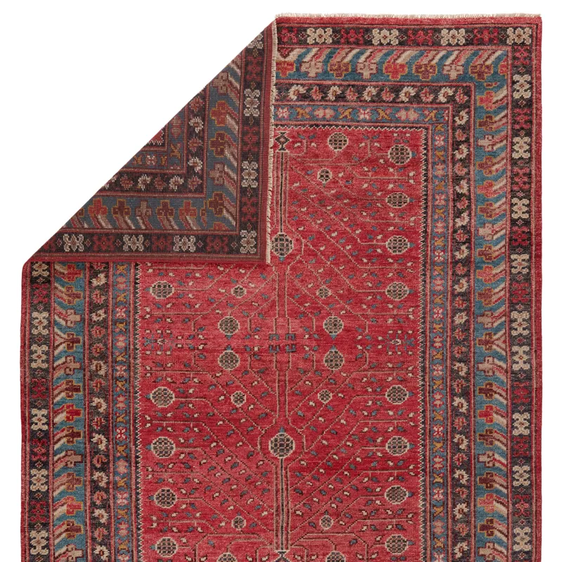 Salinas Donte Hand-Knotted Oriental Red/ Blue Area Rug (10'X14')