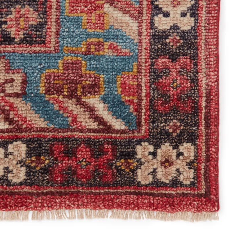 Salinas Donte Hand-Knotted Oriental Red/ Blue Area Rug (10'X14')