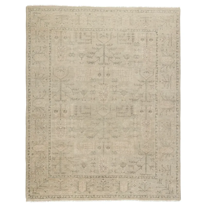 Salinas Ginerva Hand-Knotted Oriental Cream/ Green Area Rug (10'X14')
