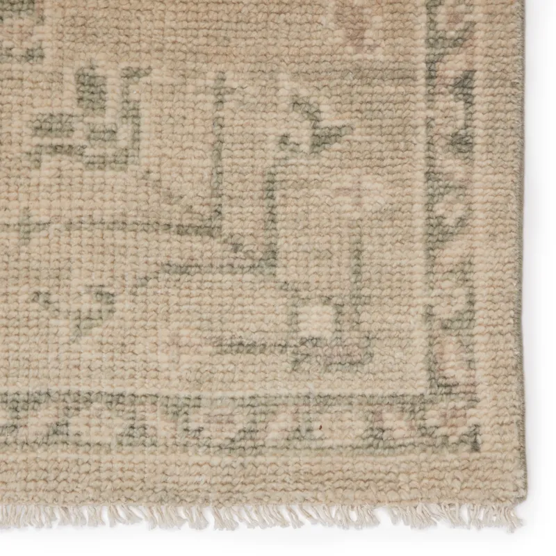 Salinas Ginerva Hand-Knotted Oriental Cream/ Green Area Rug (10'X14')