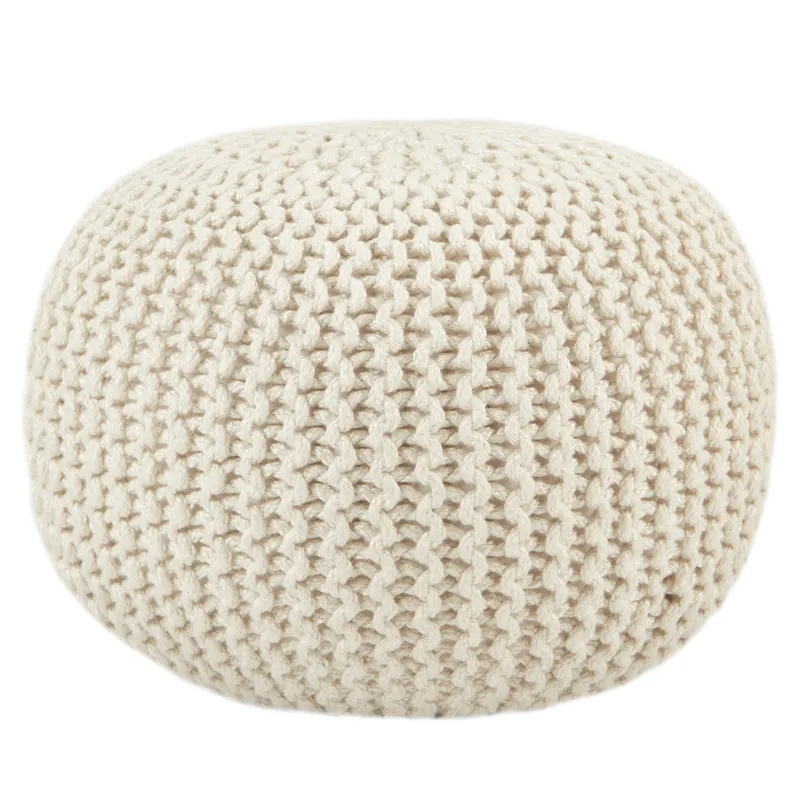 Spectrum Rays Asilah Indoor/ Outdoor Solid White Cylinder Pouf